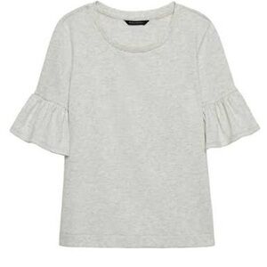 Banana Republic French Terry Flutter-Sleeve Sweatshirt Top (Fog Gray)